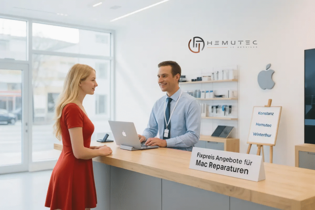 Kundin bei Hemutec IT Services in Winterthur – Beratung zu Mac Reparatur zum Fixpreis